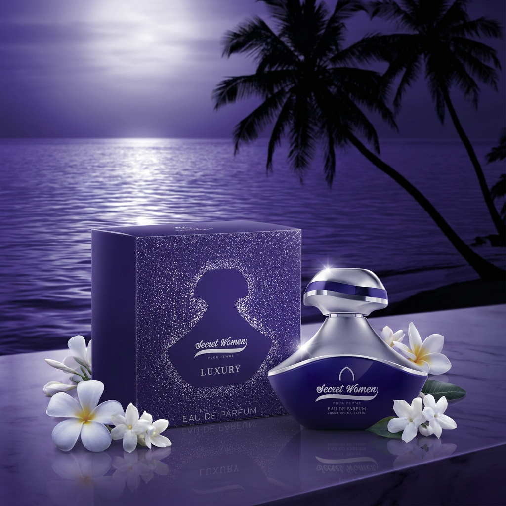 100 ml Eau de Perfume Oriental SECRET WOMEN (TOP: PEACH, BLACKCURRANT, GREEN; MIDDLE: TUBEROSE, WATERY; BASE: SANDALWOOD, LACTONE, COCONUT, MUSK)