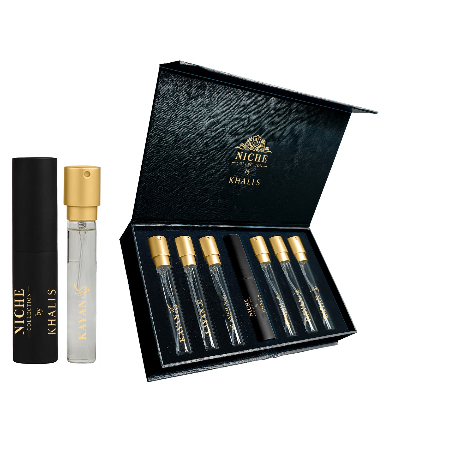 6 x 10 ml Set of Eau de Perfume Oriental BLACK NICHE DISCOVERY COLLECTION (TOP:BERGAMOT, GRAPEFRUIT, PASSION FRUIT, PLUM, COCONUT, PINK PEPPER, ALDEHYDES ; MIDDLE:ROSE, ORANGE BLOSSOM, LAVENDER, SPICES, OUD, TOBACCO; BASE:VANILLA, TONKA BEAN, MUSK, AMBER, 1 
