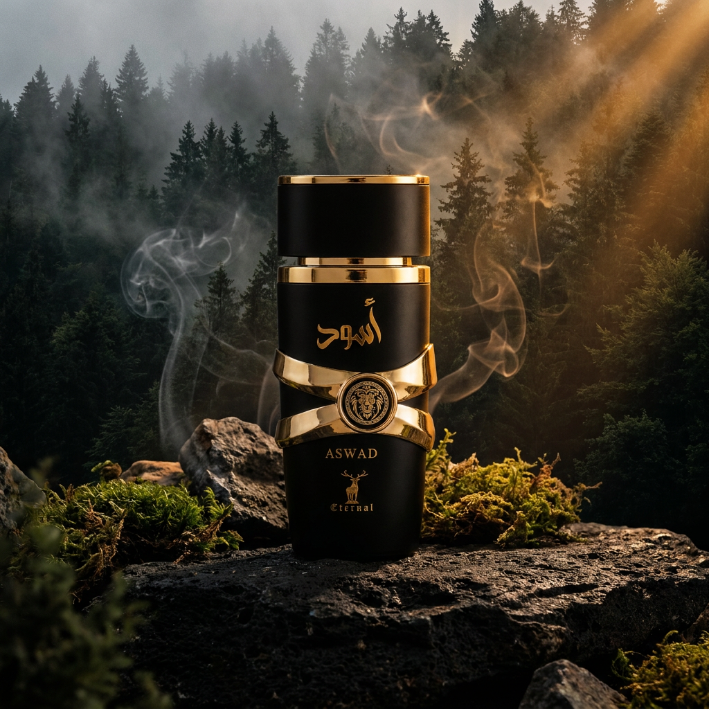 100 ml Eau de Perfume Oriental ASWAD (TOP: BLACK PEPPER, CYPRESS, PINEAPPLE, PINE, ROSEMARY; MIDDLE: FIRBALSAM, PATCHOULI, INCENSE; BASE: LABDANUM, AMBER, CITRUS, CASHMERE WOOD, VANILLA, DRY WOODS) 3 