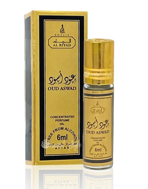 OUD ASWAD 6 ml perfume oil (TOP: PINK GRAPEFRUIT, CLARY SAGE, CARDAMOM; MIDDLE: RED GINGER, ORRIS, PATCHOULI; BASE: AGARWOOD, BLACK MUSK, AMBERGRIS, LABDAMUM, TONKA BEAN)