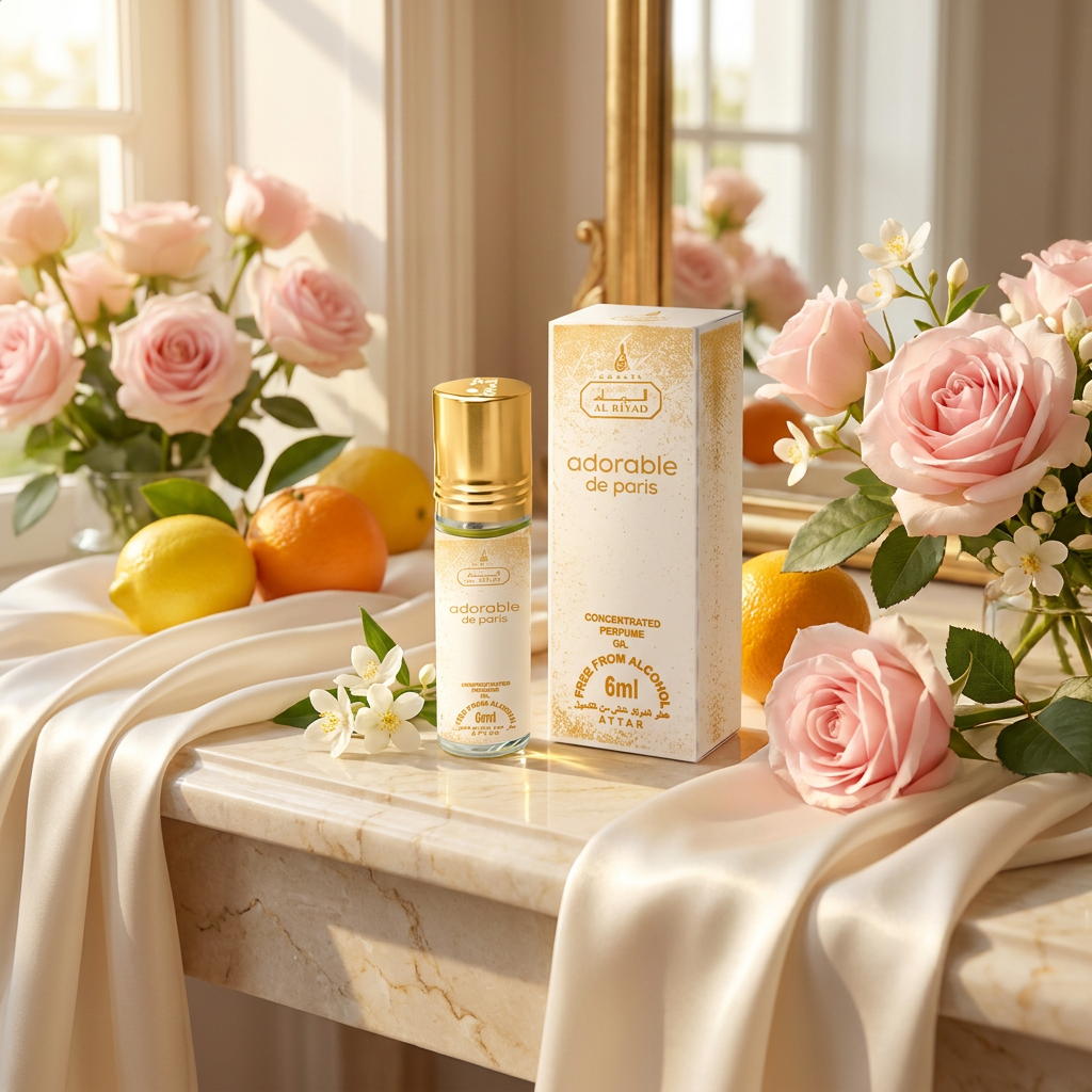 ADORABLE DE PARIS 6 ml perfume oil (TOP: BERGAMOT, MANDARIN, SWEET PEA; MIDDLE: JASMINE, ROSE; BASE: SANDALWOOD, MUSK, AMBER)