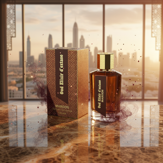 EDP 100ml „Oud Elixir D’extase Maroon” – zapach orientalno-drzewny