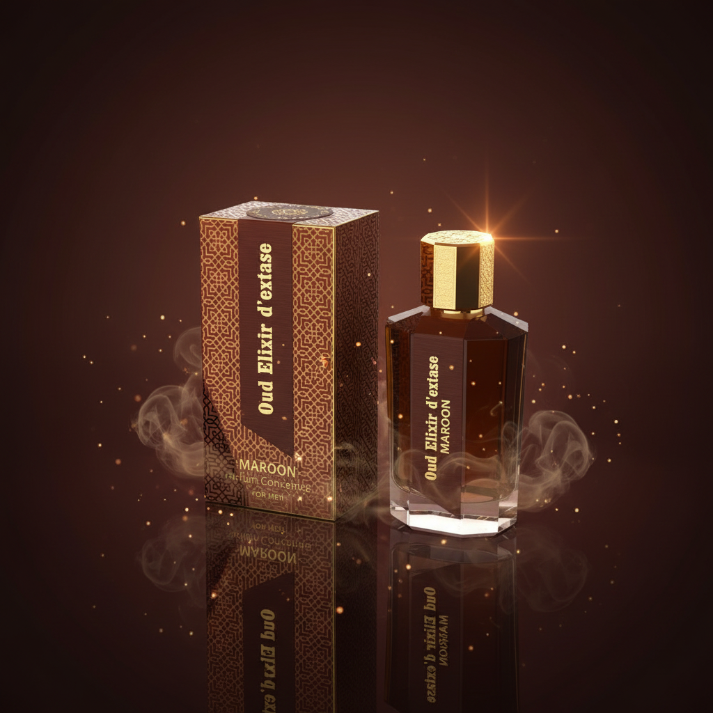 EDP 100ml „Oud Elixir D’extase Maroon” – zapach orientalno-drzewny