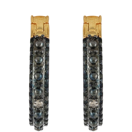 Kolczyki srebrne pozłacane z szampańskim diamentem