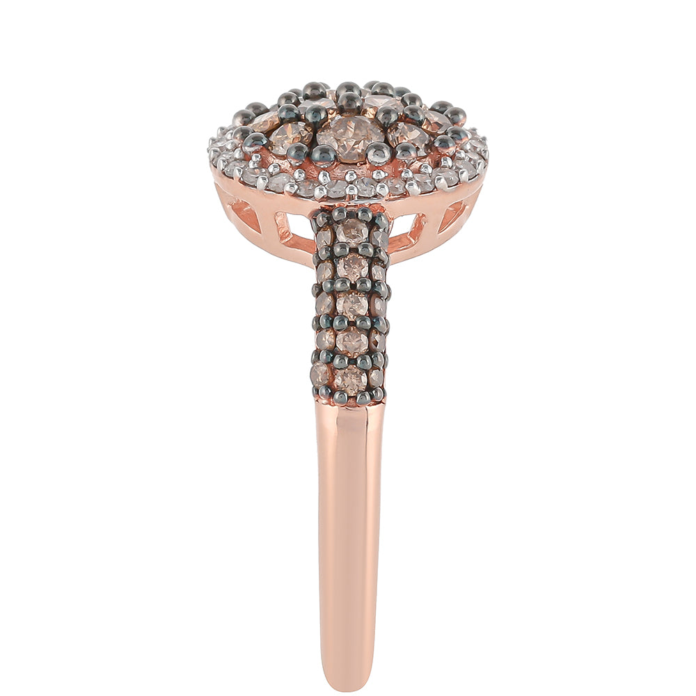 Pierścionek srebrny pozłacany z szampańskim diamentem i białym diamentem 3 