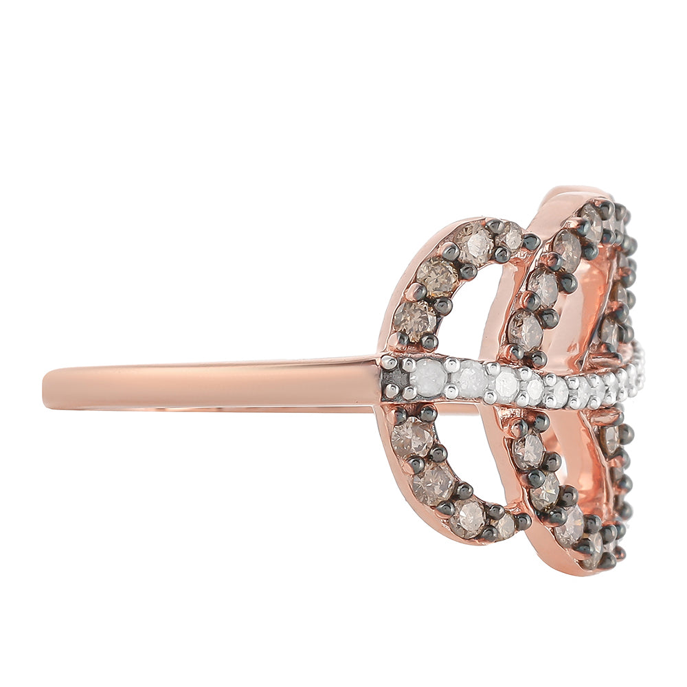 Pierścionek srebrny pozłacany z szampańskim diamentem i białym diamentem