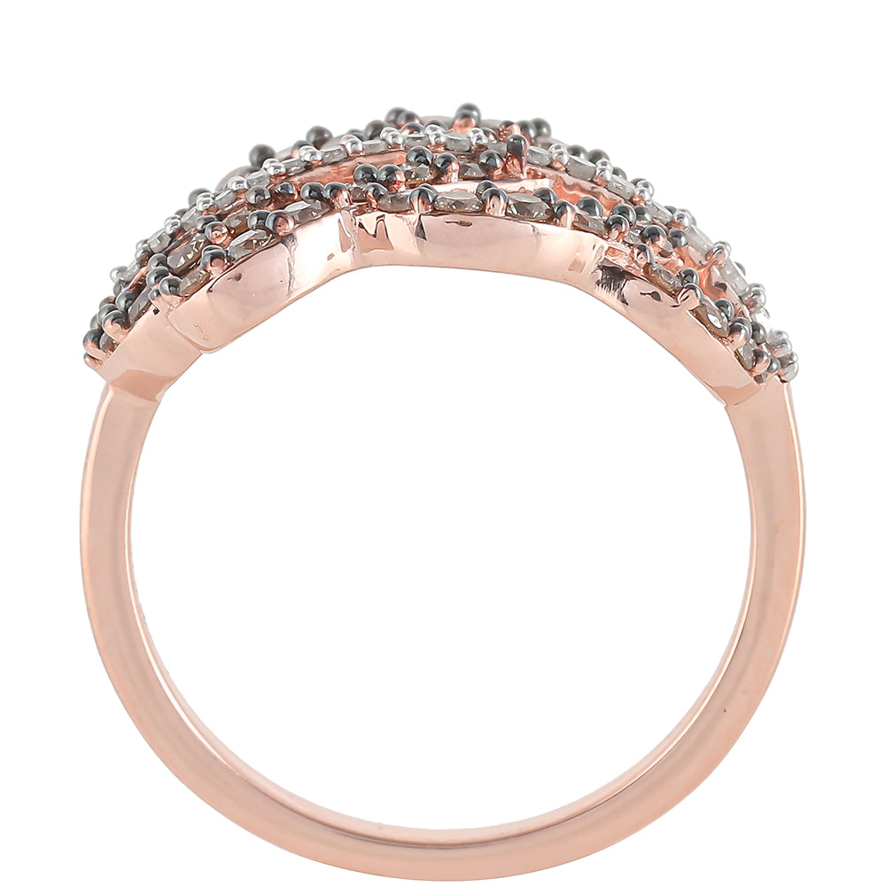 Pierścionek srebrny pozłacany z szampańskim diamentem i białym diamentem