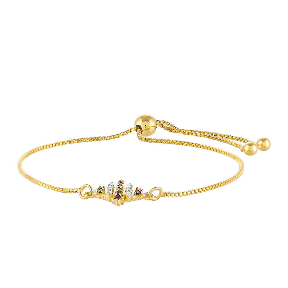 Bransoletka srebrna pozłacana z czerwonym diamentem i białym diamentem