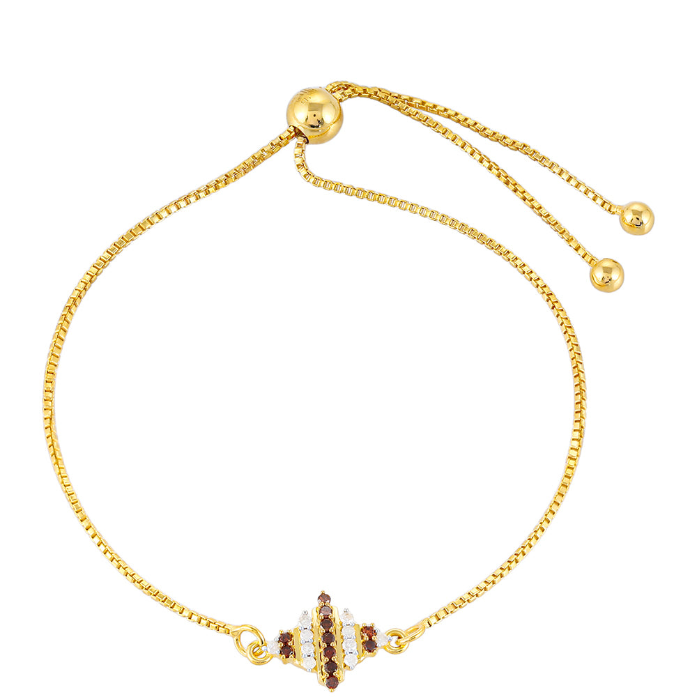 Bransoletka srebrna pozłacana z czerwonym diamentem i białym diamentem 1 