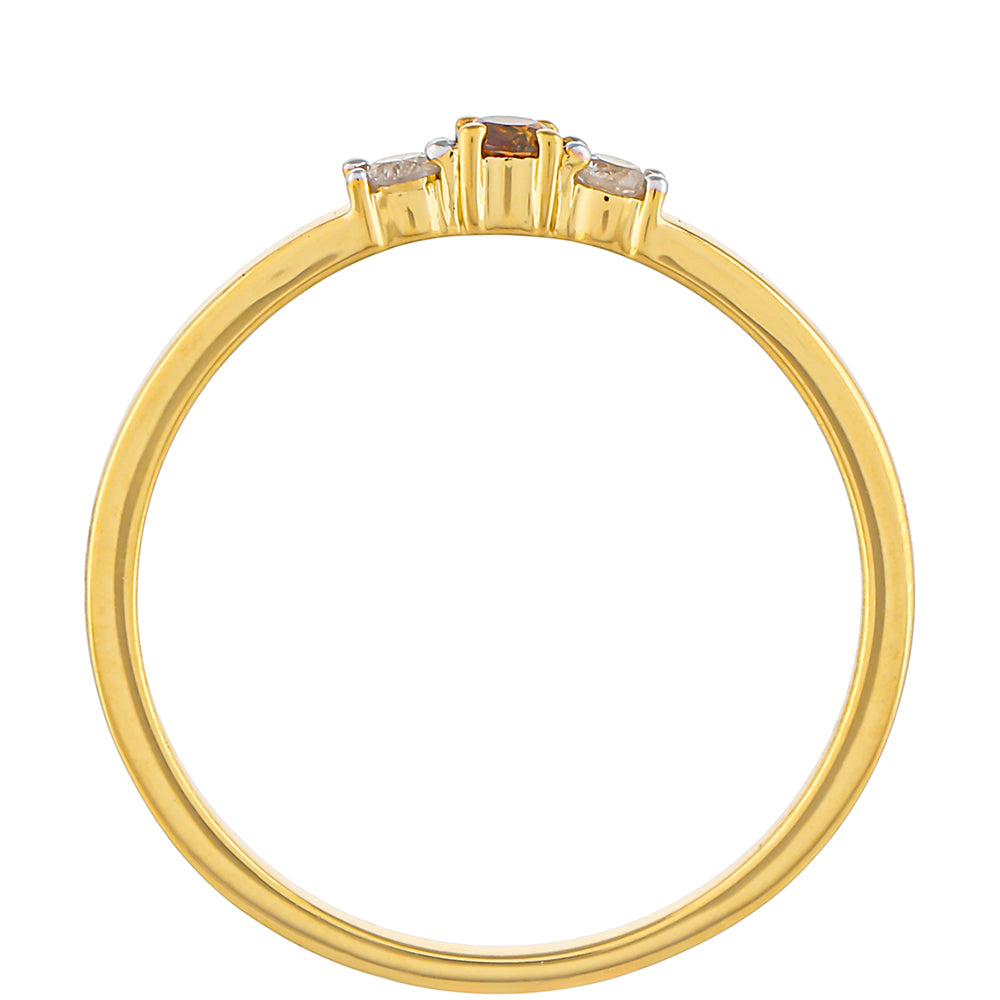 Pierścionek srebrny pozłacany z czerwonym diamentem i białym diamentem 4 