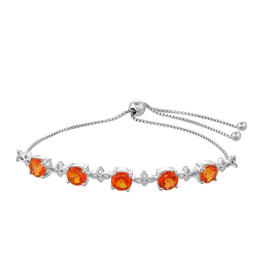 Bransoletka ze srebra próba 925 z kwarcem padparadscha