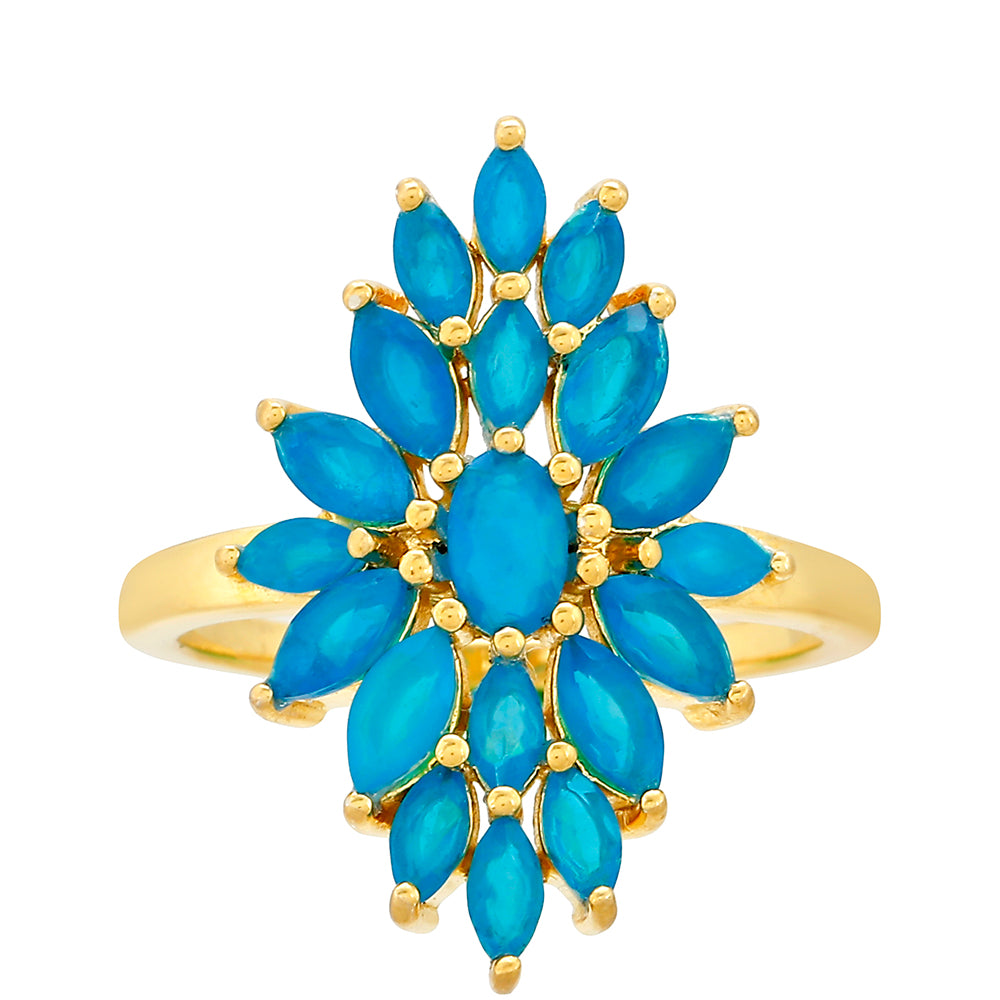 Pierścionek srebrny pozłacany z etiopskim Paraiba niebieskim opalem 1 