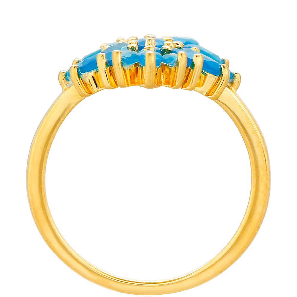 Pierścionek srebrny pozłacany z etiopskim Paraiba niebieskim opalem 4 