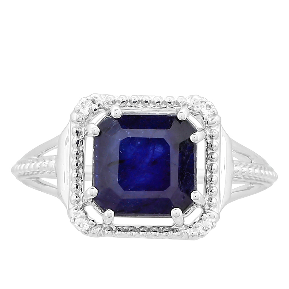 Pierścionek ze srebra próby 925 z szafirem tajskim i białym topazem 1 