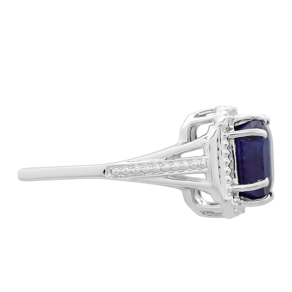 Pierścionek ze srebra próby 925 z szafirem tajskim i białym topazem 2 