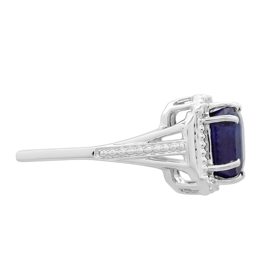 Pierścionek ze srebra próby 925 z szafirem tajskim i białym topazem