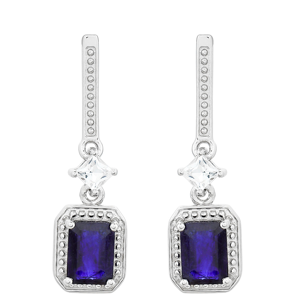 Kolczyki ze srebra próbe 925 z szafirem tajskim i białym topazem