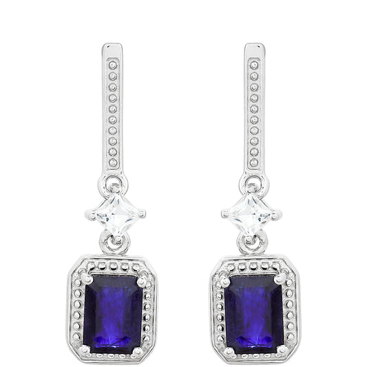 Kolczyki ze srebra próbe 925 z szafirem tajskim i białym topazem