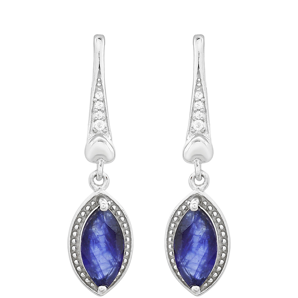 Kolczyki ze srebra próbe 925 z szafirem tajskim i białym topazem