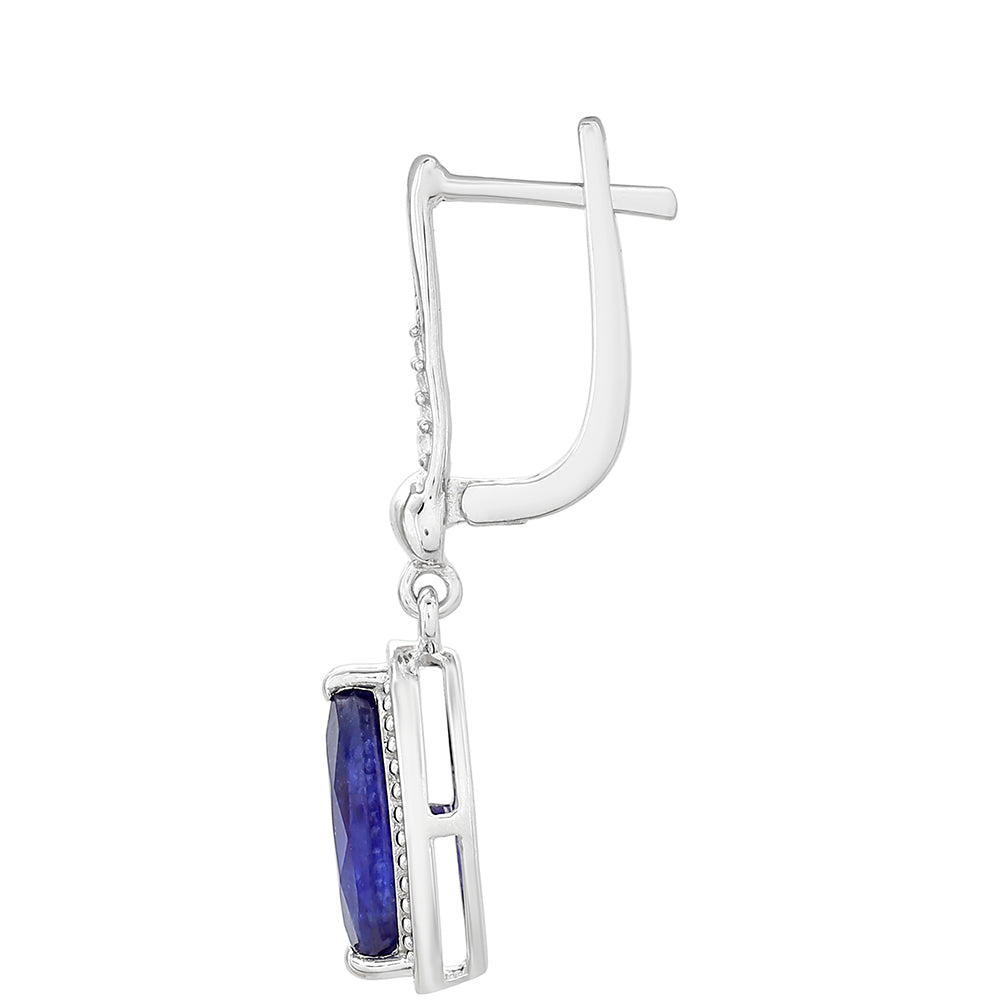 Kolczyki ze srebra próbe 925 z szafirem tajskim i białym topazem 2 