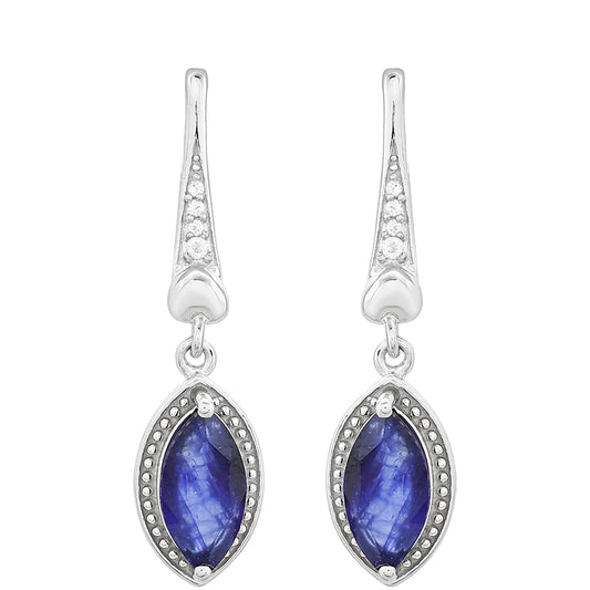 Kolczyki ze srebra próbe 925 z szafirem tajskim i białym topazem