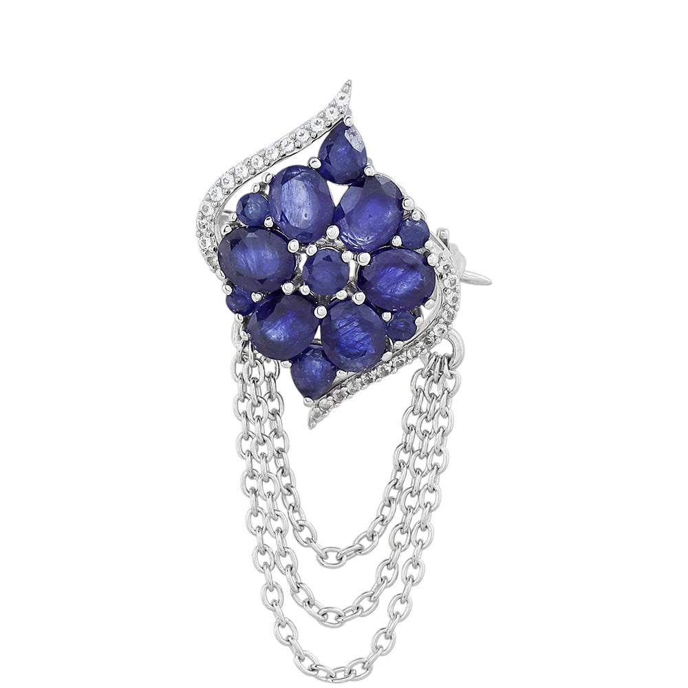 Broszka ze srebra próby 925 z szafirem tajskim