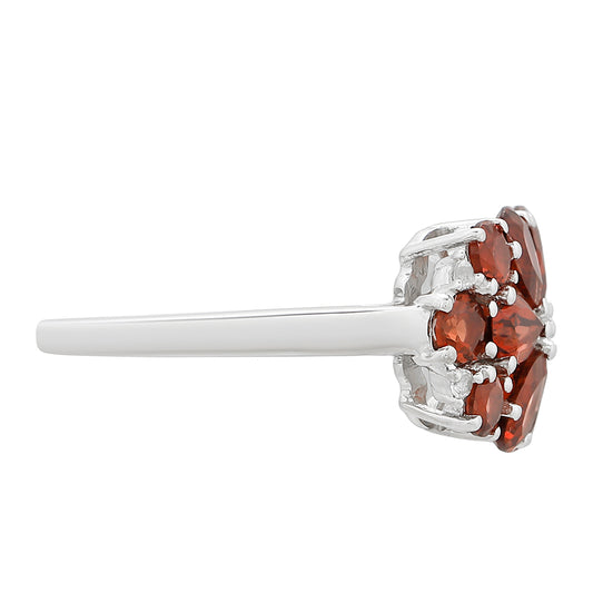 Pierścionek ze srebra próby 925 z granatem i białym topazem