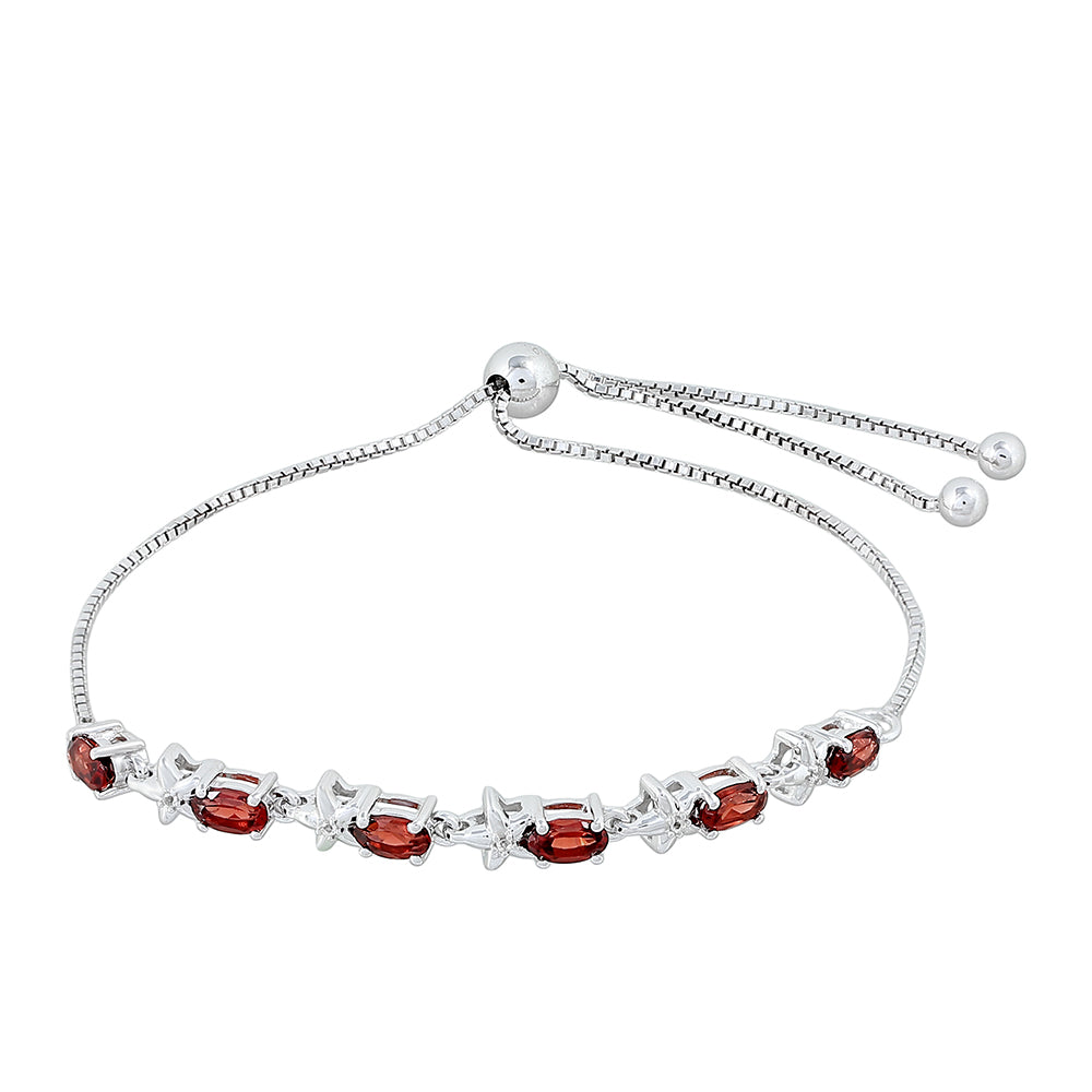 Bransoletka ze srebra próba 925 z granatem i białym topazem 1 