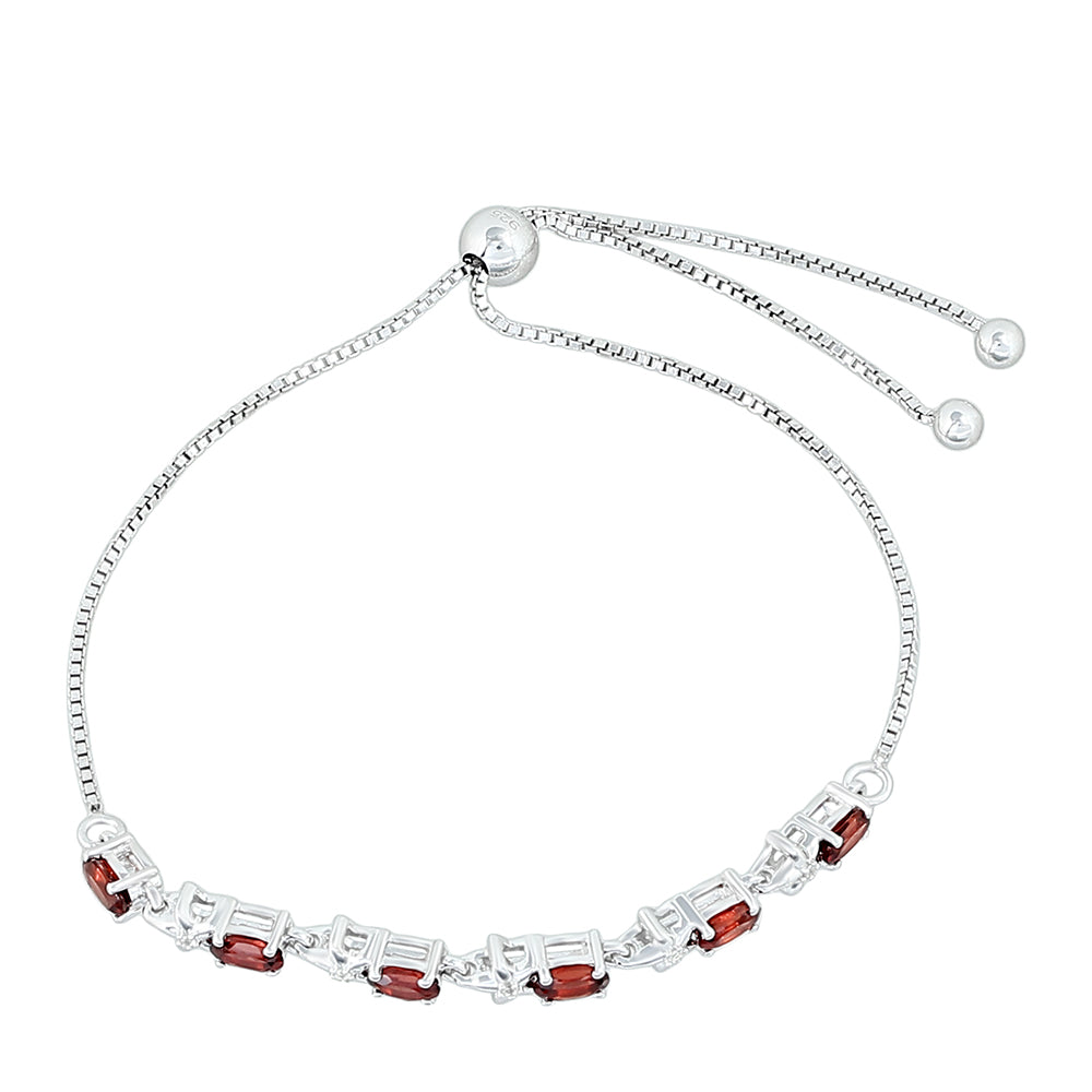 Bransoletka ze srebra próba 925 z granatem i białym topazem