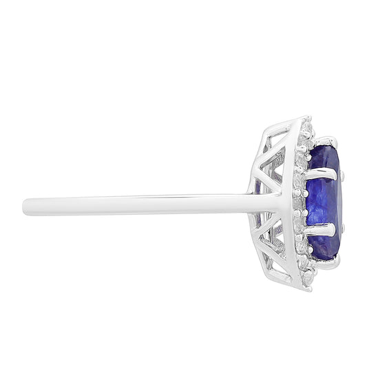 Pierścionek ze srebra próby 925 z szafirem tajskim i białym topazem