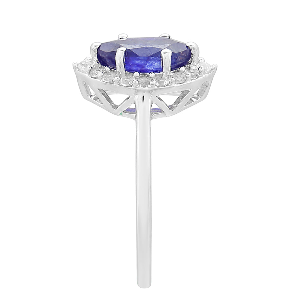 Pierścionek ze srebra próby 925 z szafirem tajskim i białym topazem