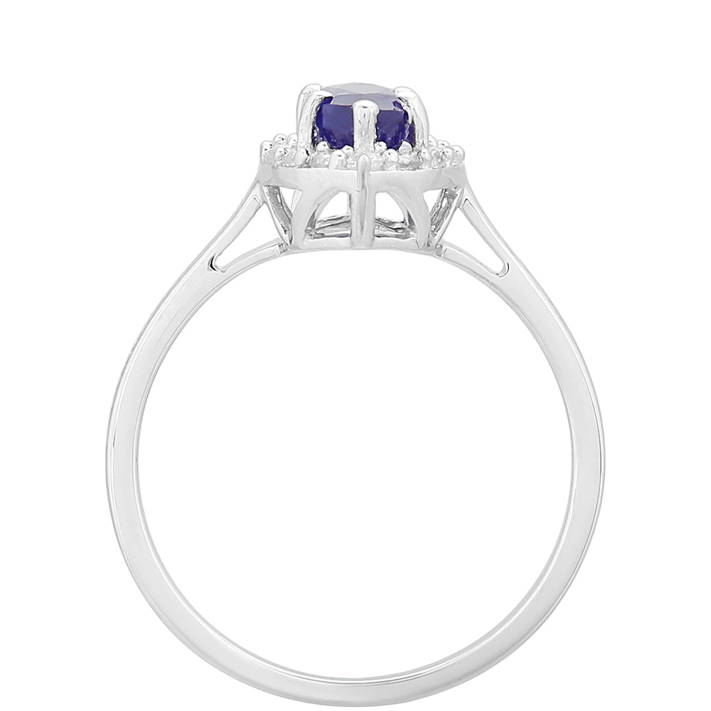 Pierścionek ze srebra próby 925 z szafirem tajskim i białym topazem 4 