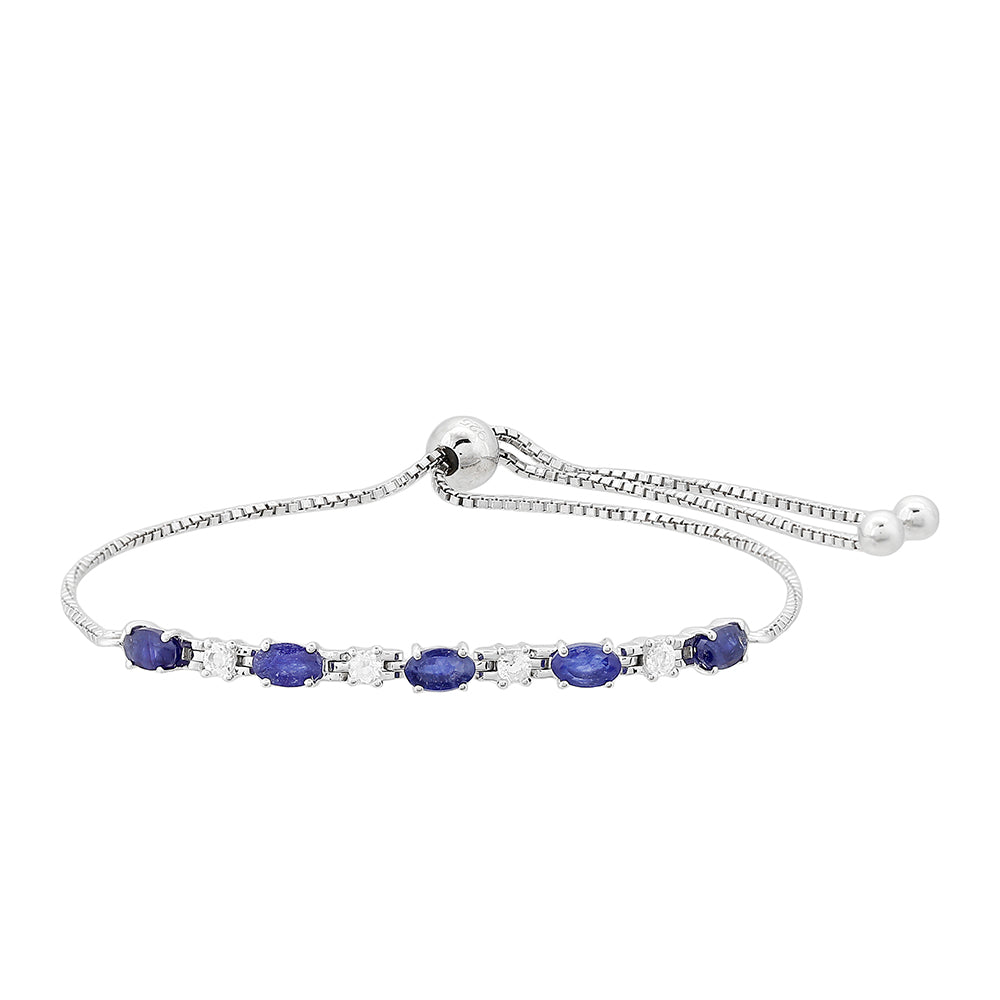 Bransoletka ze srebra próba 925 z szafirem tajskim i białym topazem 1 