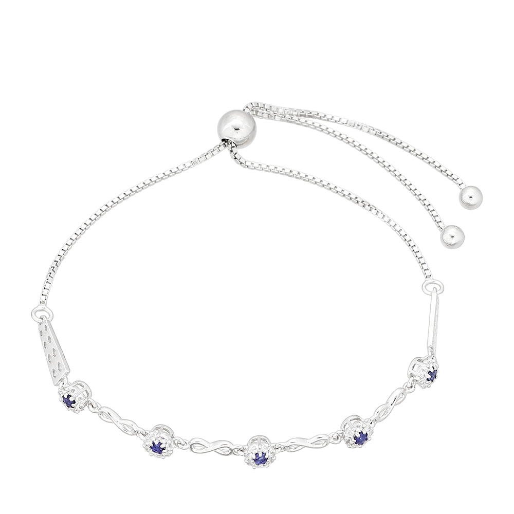 Bransoletka ze srebra próba 925 z szafirem tajskim i białym topazem 2 