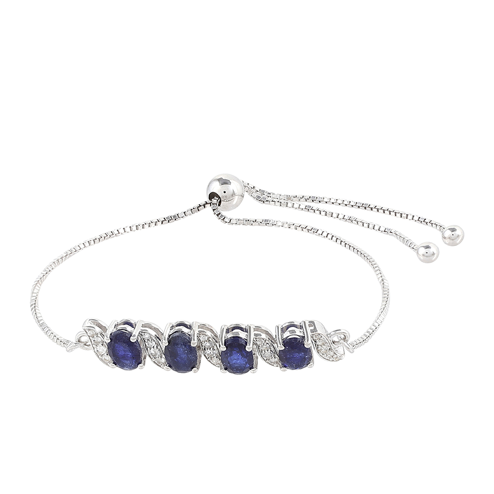 Bransoletka ze srebra próba 925 z szafirem tajskim i białym topazem 1 