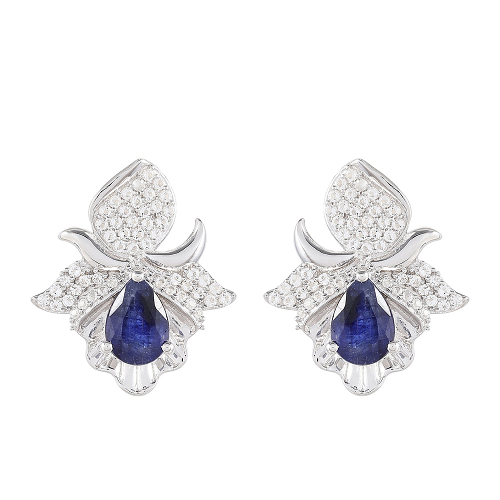 Kolczyki ze srebra próbe 925 z szafirem tajskim i białym topazem