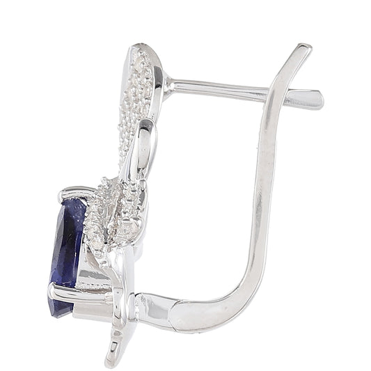 Kolczyki ze srebra próbe 925 z szafirem tajskim i białym topazem