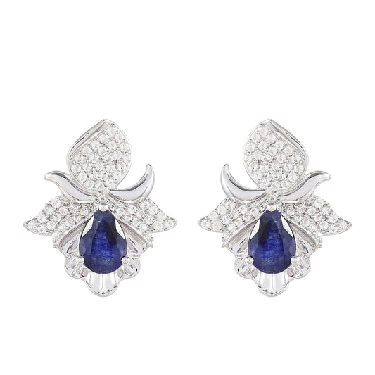 Kolczyki ze srebra próbe 925 z szafirem tajskim i białym topazem