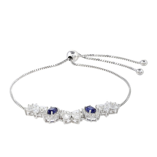 Bransoletka ze srebra próba 925 z szafirem tajskim i białym topazem