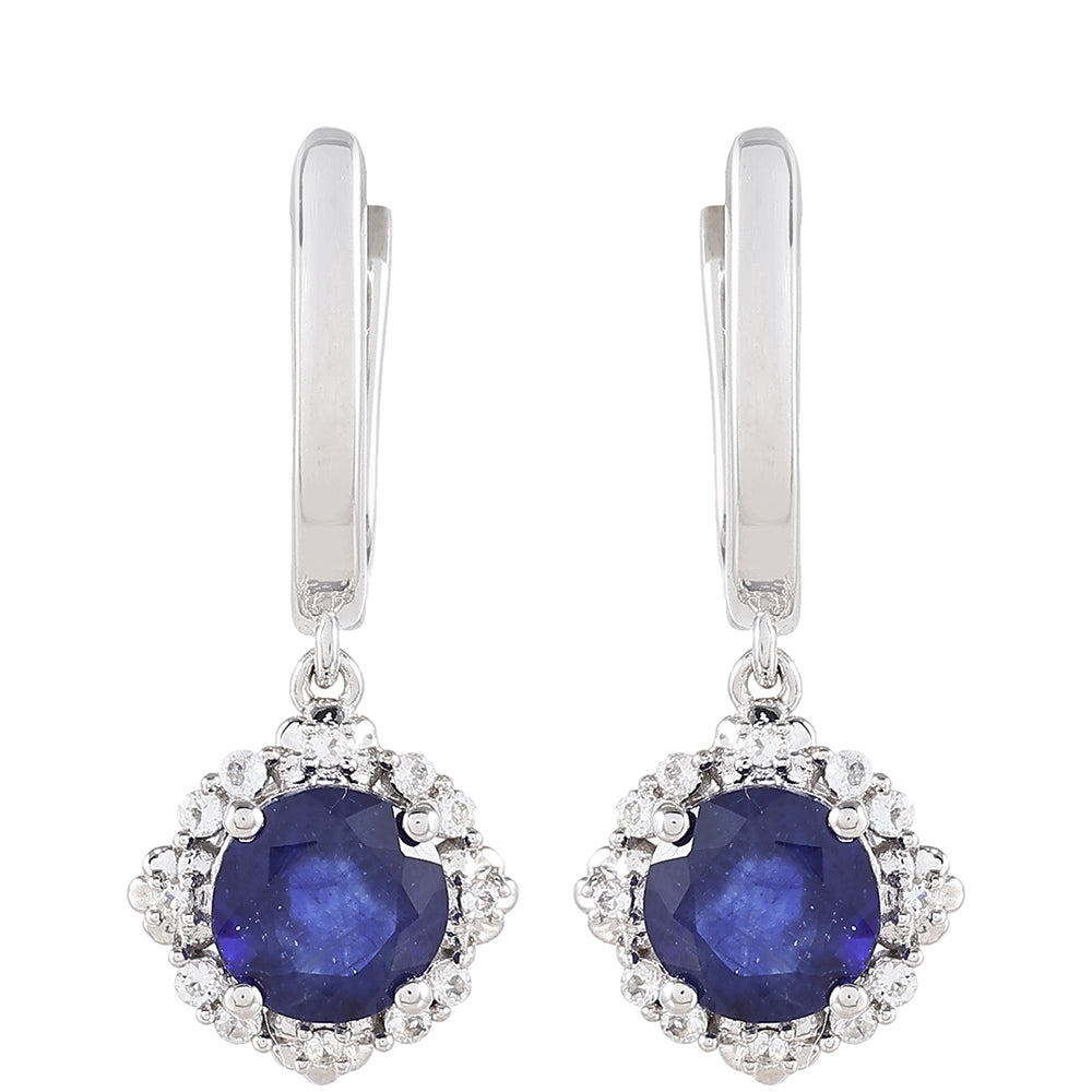 Kolczyki ze srebra próbe 925 z szafirem tajskim i białym topazem