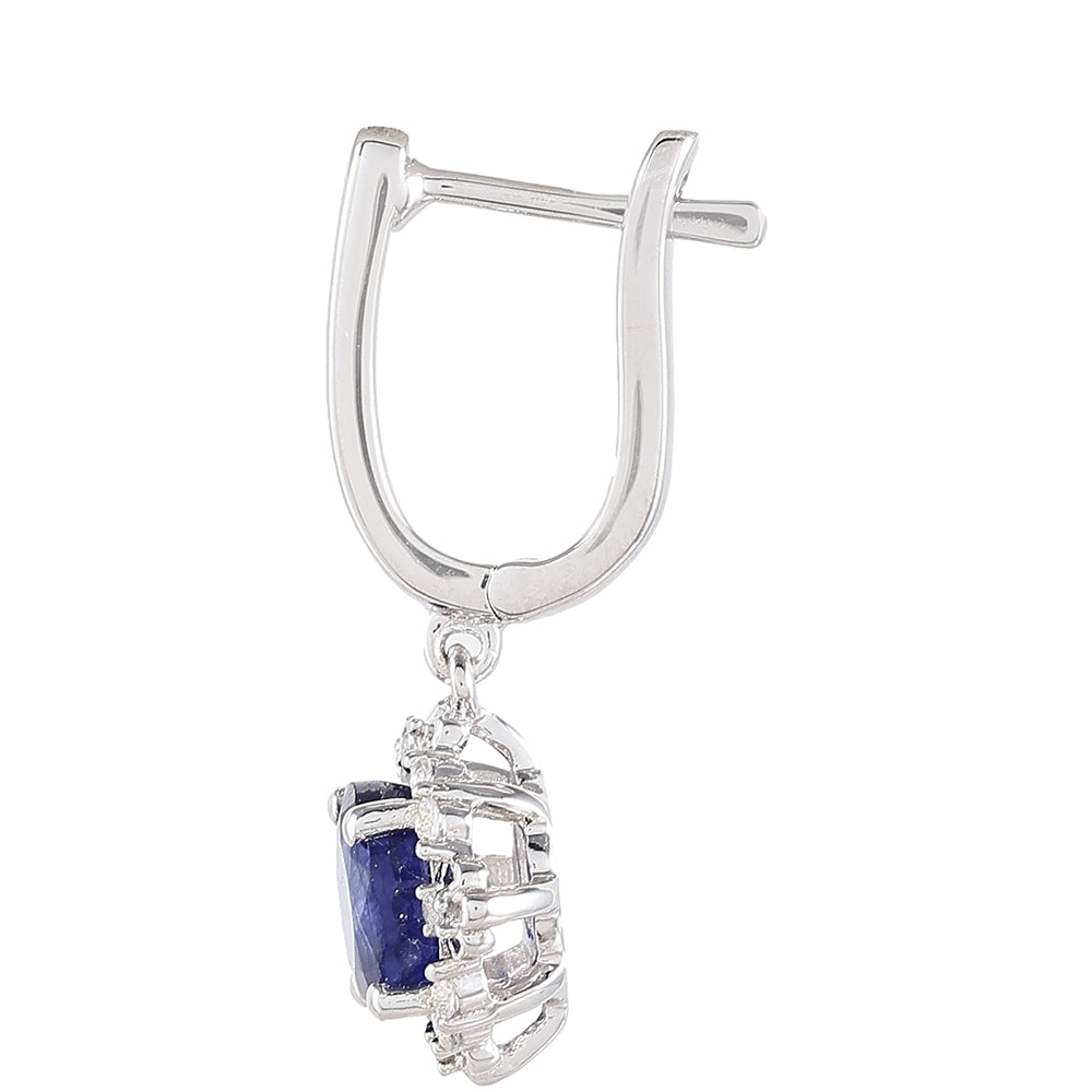 Kolczyki ze srebra próbe 925 z szafirem tajskim i białym topazem 2 