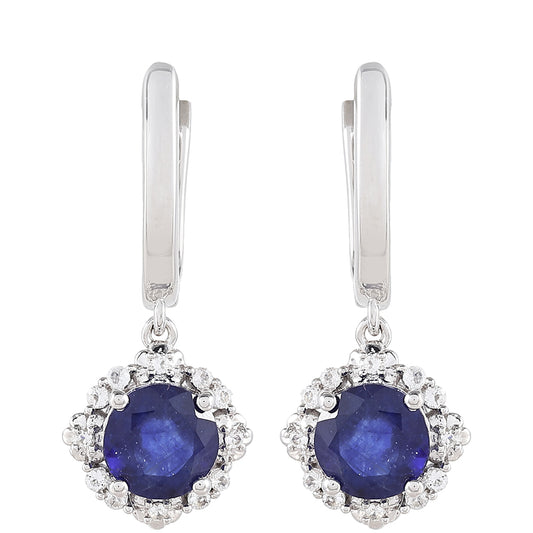 Kolczyki ze srebra próbe 925 z szafirem tajskim i białym topazem