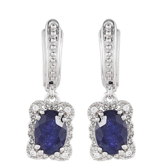 Kolczyki ze srebra próbe 925 z szafirem tajskim i białym topazem