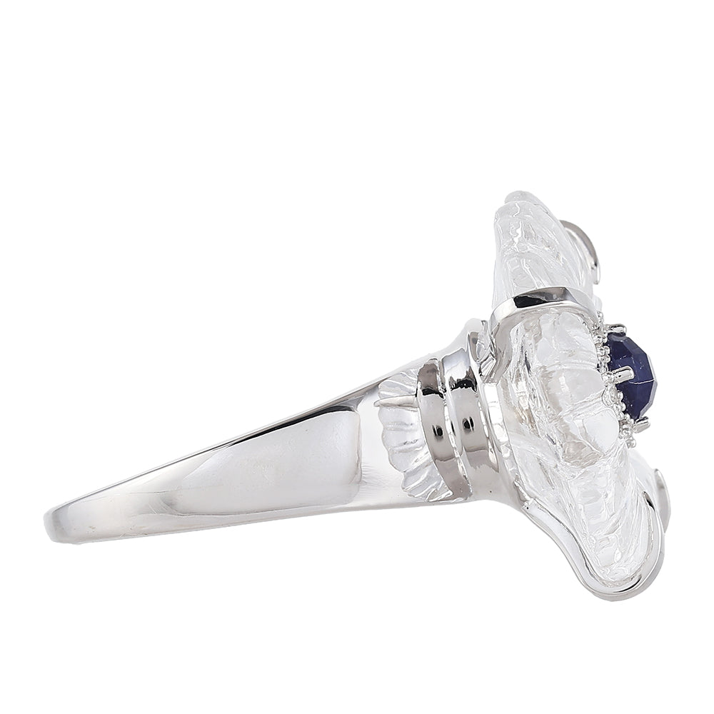 Pierścionek ze srebra próby 925 z szafirem tajskim i kwarcem 2 