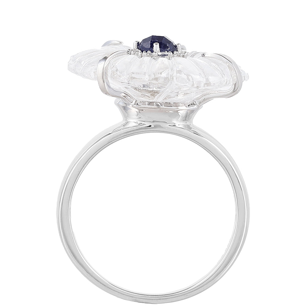 Pierścionek ze srebra próby 925 z szafirem tajskim i kwarcem 4 