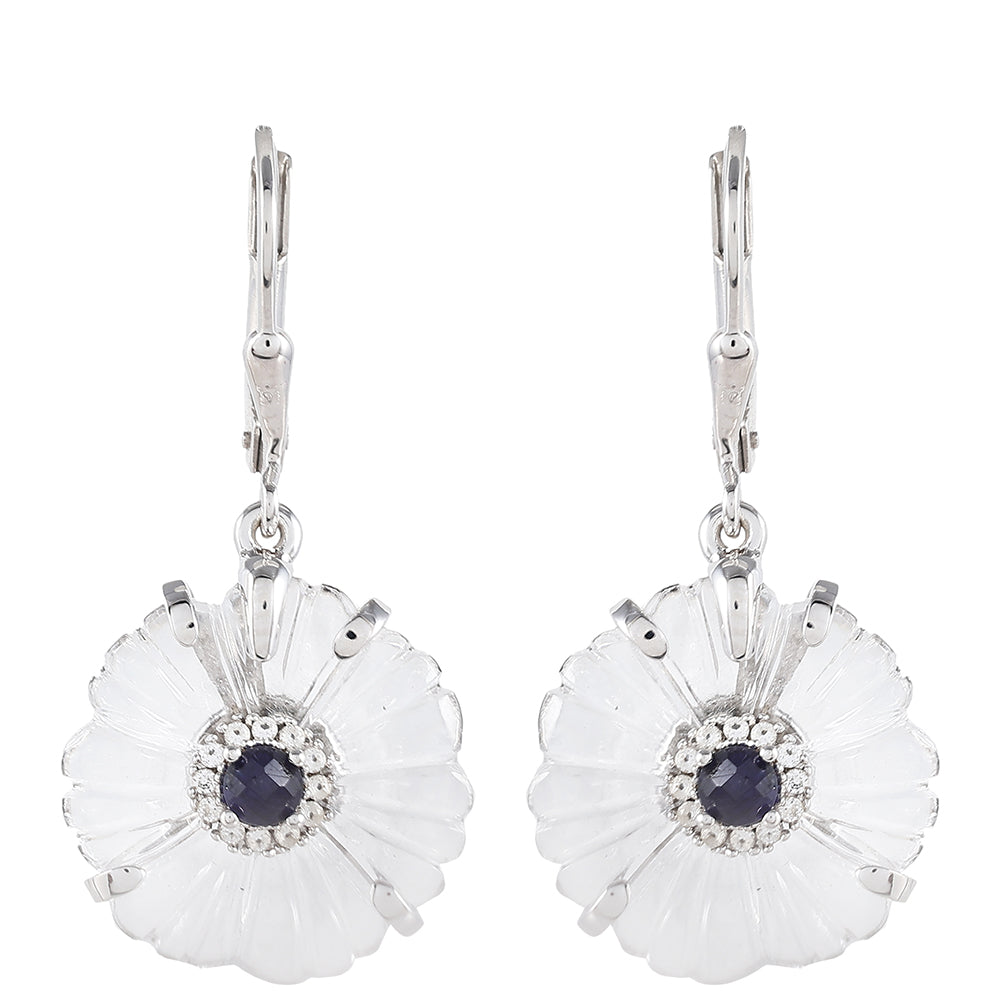 Kolczyki ze srebra próbe 925 z szafirem tajskim i kwarcem 1 