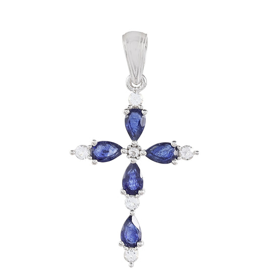 Zawieszka ze srebra próba 925 z szafirem tajskim i białym topazem