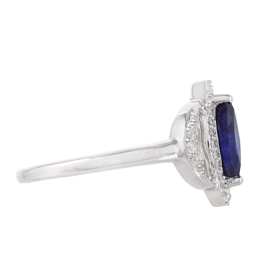 Pierścionek ze srebra próby 925 z szafirem tajskim i białym topazem