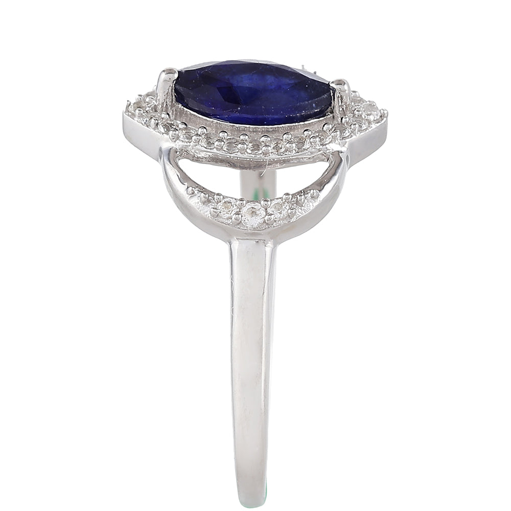 Pierścionek ze srebra próby 925 z szafirem tajskim i białym topazem 3 