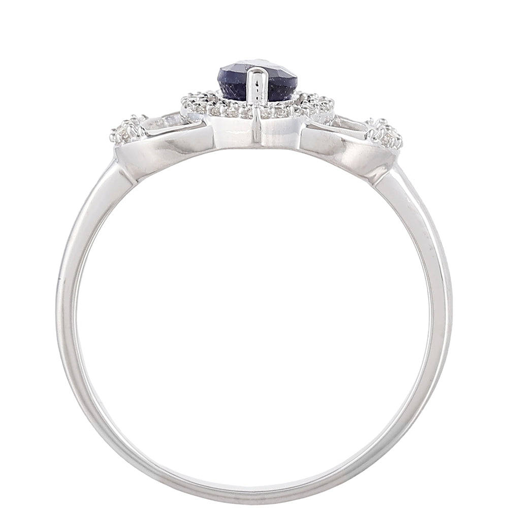 Pierścionek ze srebra próby 925 z szafirem tajskim i białym topazem 4 